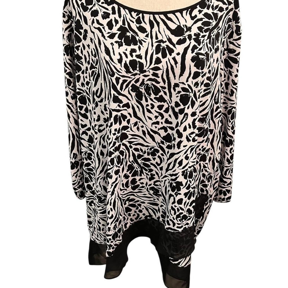 Allison Daley Black and White Abstract Print Blouse Women's Plus 2XL Grannycore